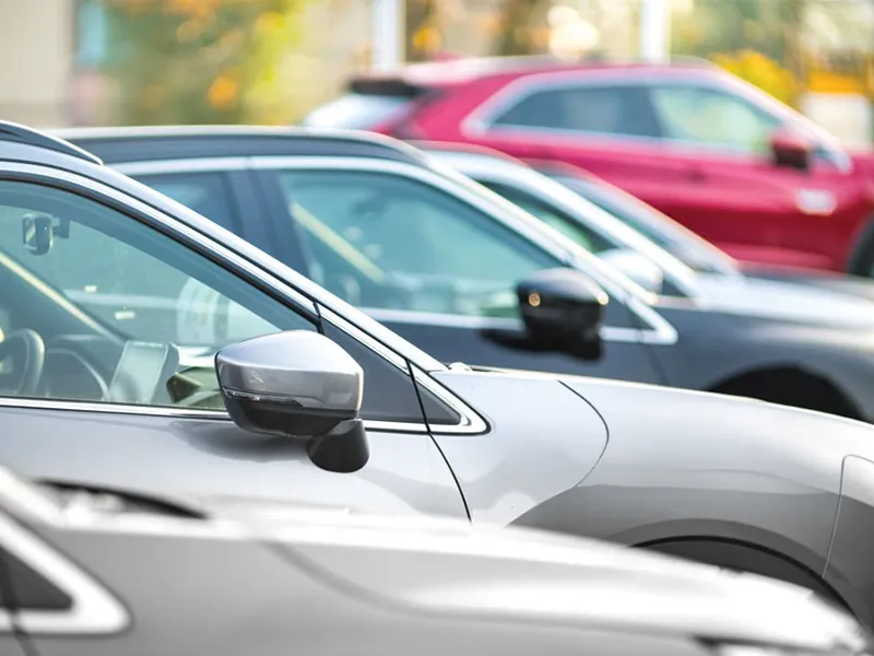 Photo of parked cars.